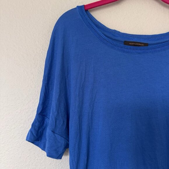 Adolfo Dominguez Bright Blue Scoop Neck Shirt Top Size Small Oversized - Picture 2 of 6